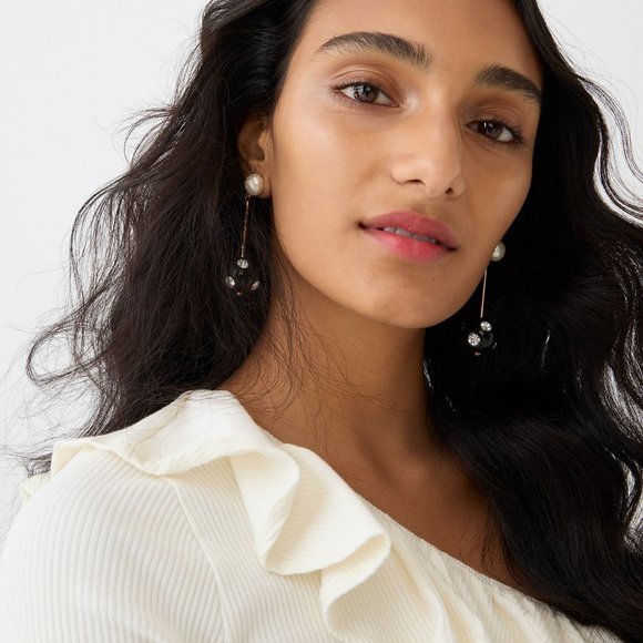 J.Crew NWT Red One-shoulder Rib Ruffle Top S - Picture 3 of 7